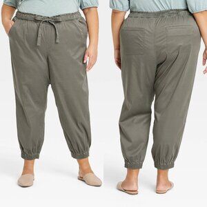1X - Womens Mid-Rise Jogger Pants - Knox Rose - Olive Green